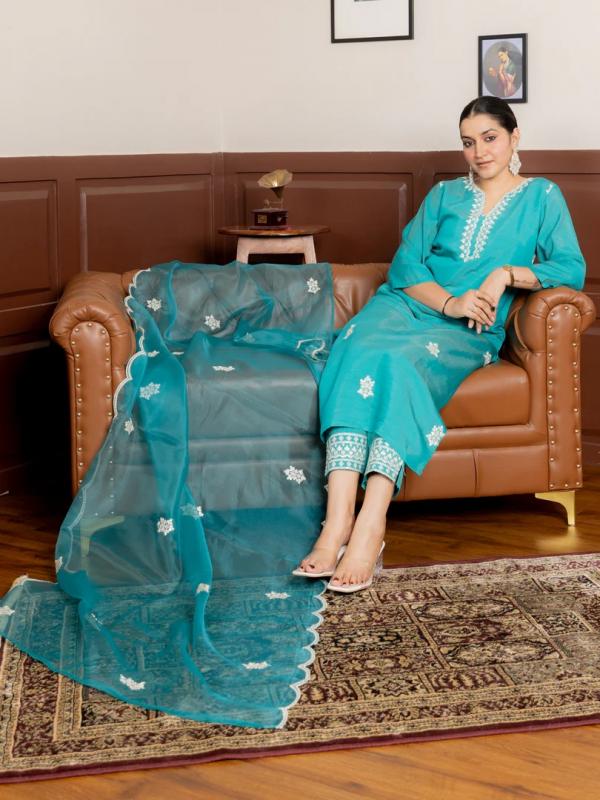 VP 9749 T Rama Viscose Rayon Kurta with Trousers & Dupatta Suits
